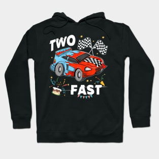 Kids Two Fast 2 Curious Racing 2nd Birthday Race Car Pit Crew Tee Hoodie